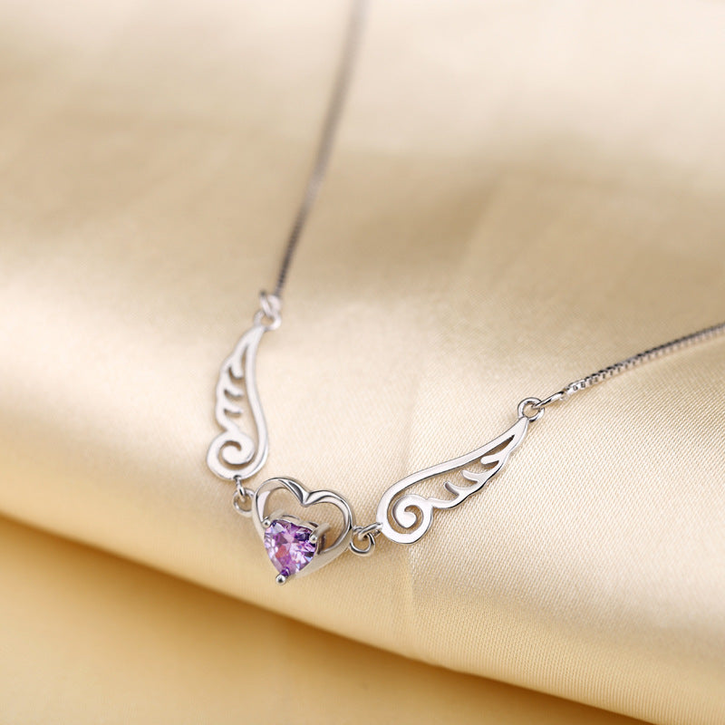 Angélique | Collana Cuore Alato con Cristallo Brillante Incorniciato