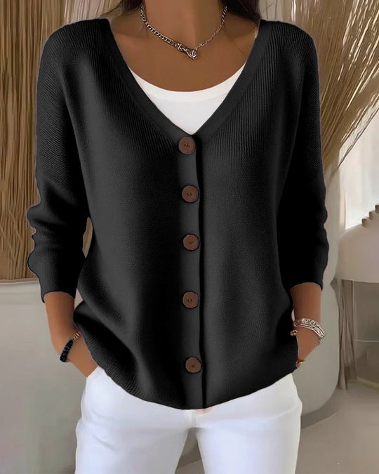 Camelia | Maglione cardigan lavorato a maglia con bottoni dalla silhouette strutturata