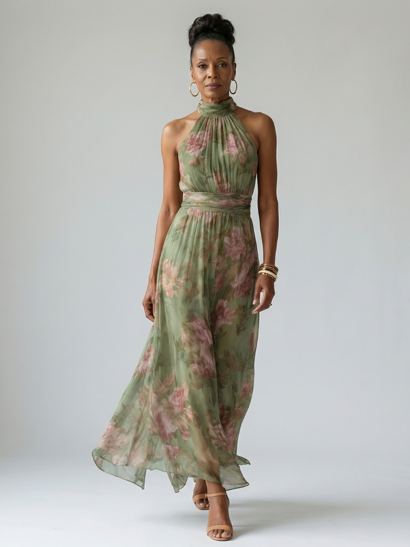 Mirelle | Abito midi plissettato con scollo all'americana