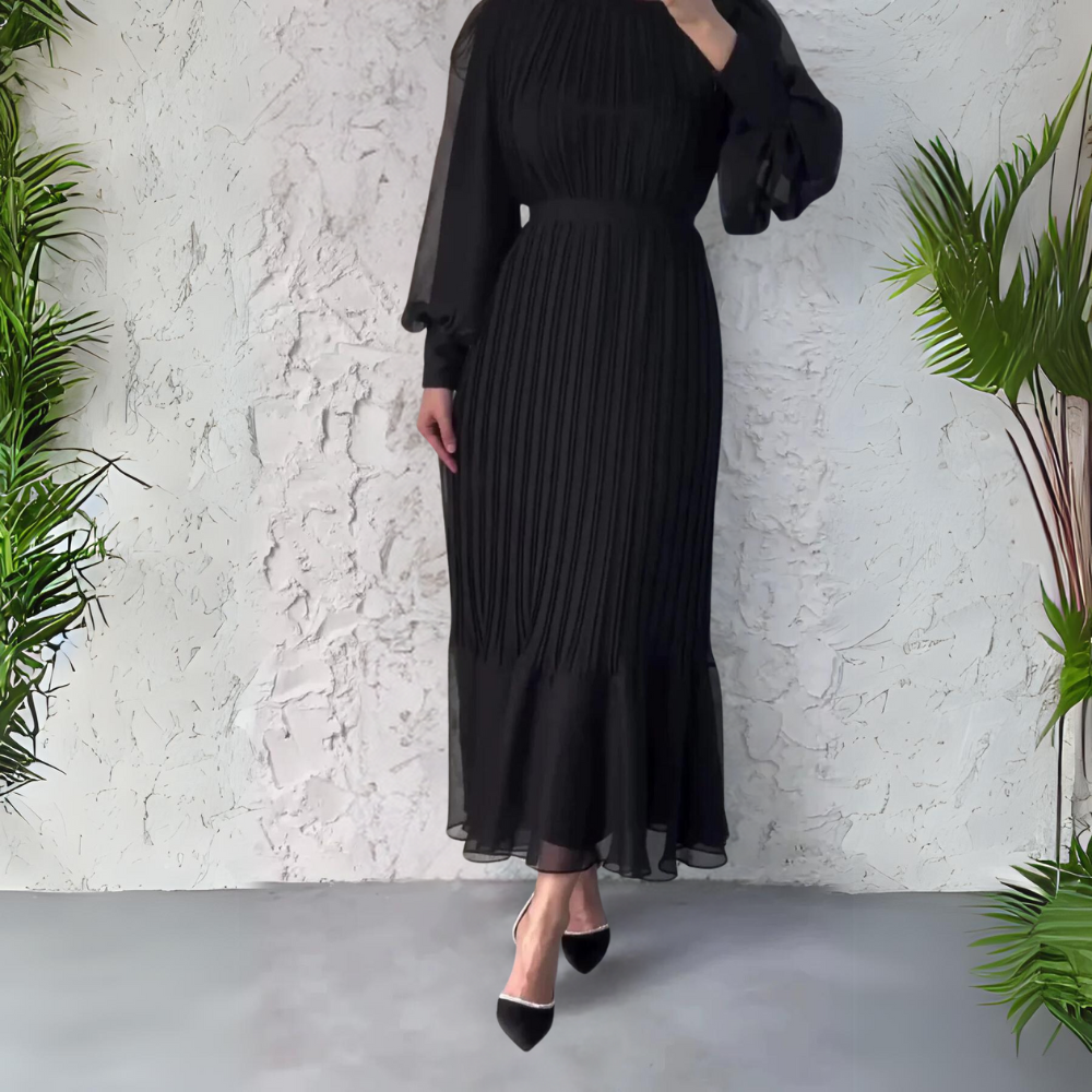 French Autumn Elegant Evening Dress with Knit Detail Cami