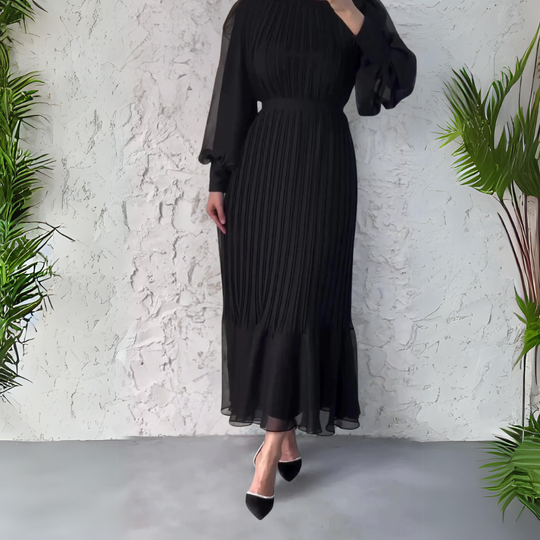 French Autumn Elegant Evening Dress with Knit Detail Cami