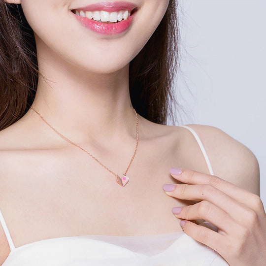 Inès | Geometric Mother-of-Pearl and Polished Metal Heart Necklace