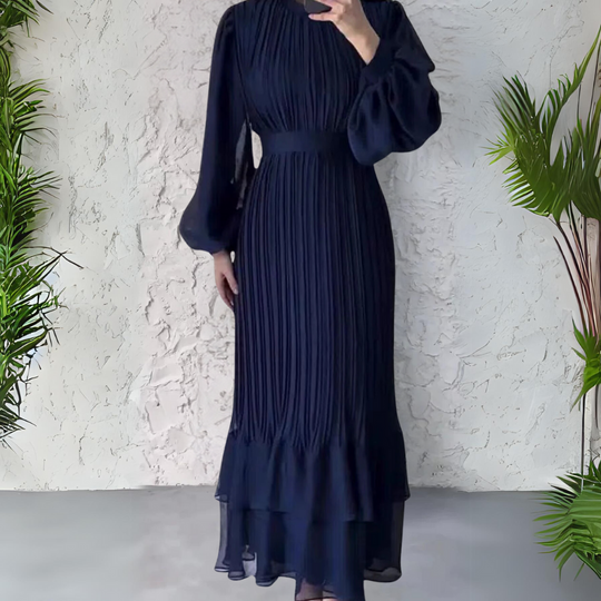 French Autumn Elegant Evening Dress with Knit Detail Cami