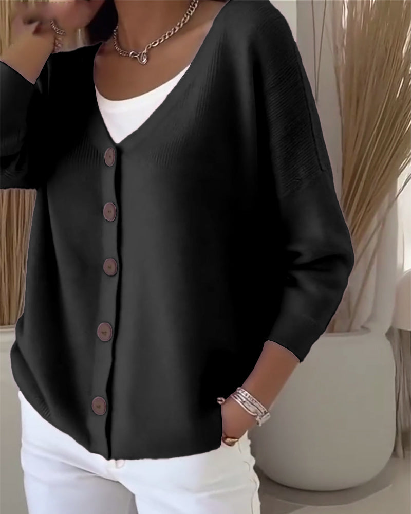 Camelia | Maglione cardigan lavorato a maglia con bottoni dalla silhouette strutturata