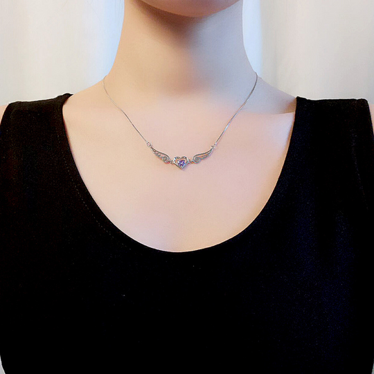 Angélique | Collana a Cuore Alato con Cristallo Scintillante