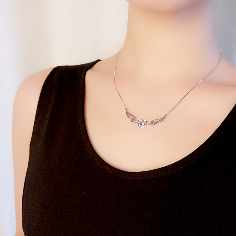 Angélique | Collana a Cuore Alato con Cristallo Scintillante