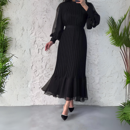 French Autumn Elegant Evening Dress with Knit Detail Cami