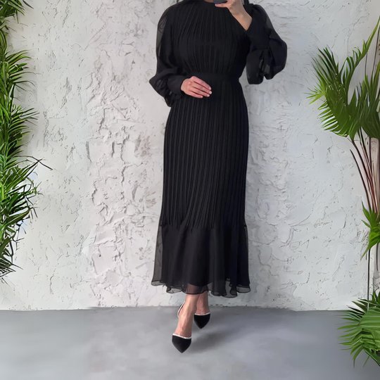 French Autumn Elegant Evening Dress with Knit Detail Cami