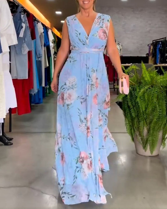 Gia | Sleeveless floral maxi dress with slit