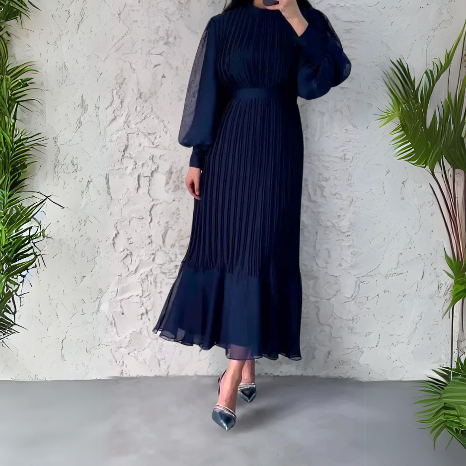 French Autumn Elegant Evening Dress with Knit Detail Cami