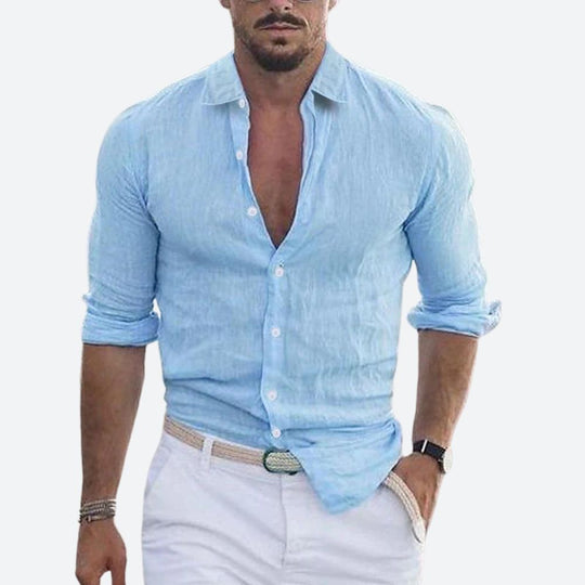 Rogelio | Men's Summer Shirt with Revere Collar and Casual Fit
