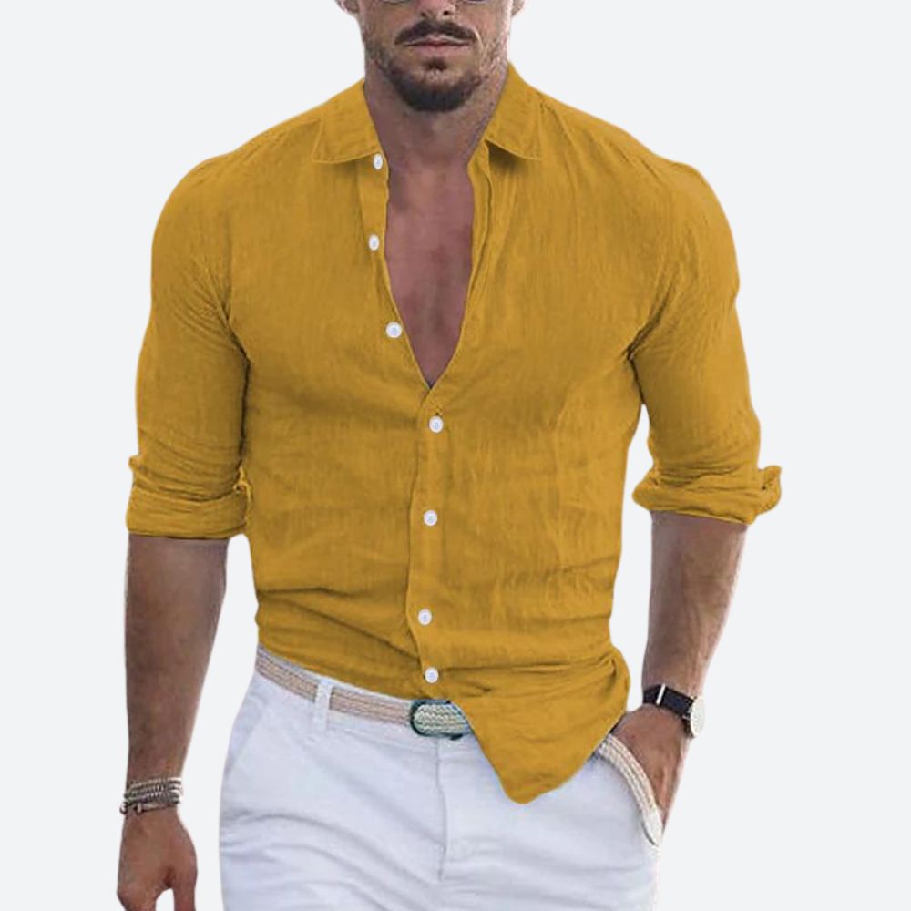 Rogelio | Men's Summer Shirt with Revere Collar and Casual Fit