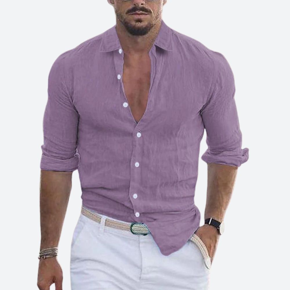 Rogelio | Men's Summer Shirt with Revere Collar and Casual Fit