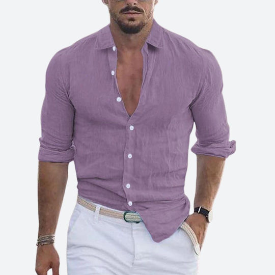 Rogelio | Men's Summer Shirt with Revere Collar and Casual Fit