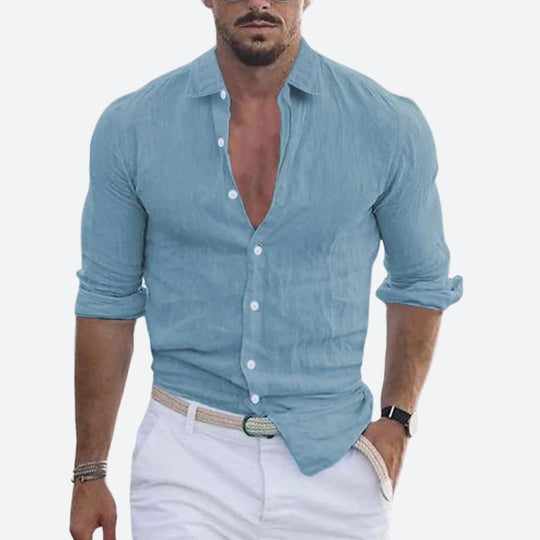 Rogelio | Men's Summer Shirt with Revere Collar and Casual Fit