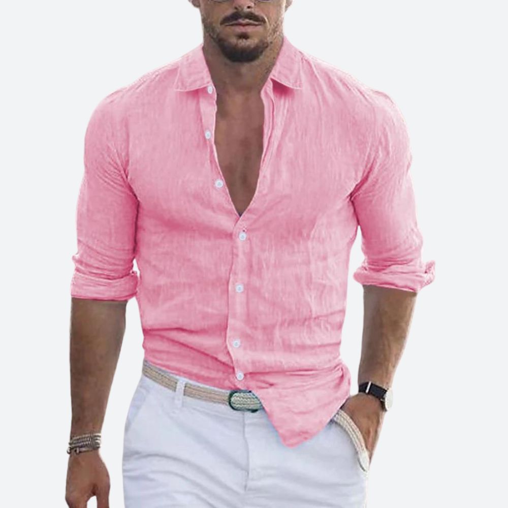 Rogelio | Men's Summer Shirt with Revere Collar and Casual Fit