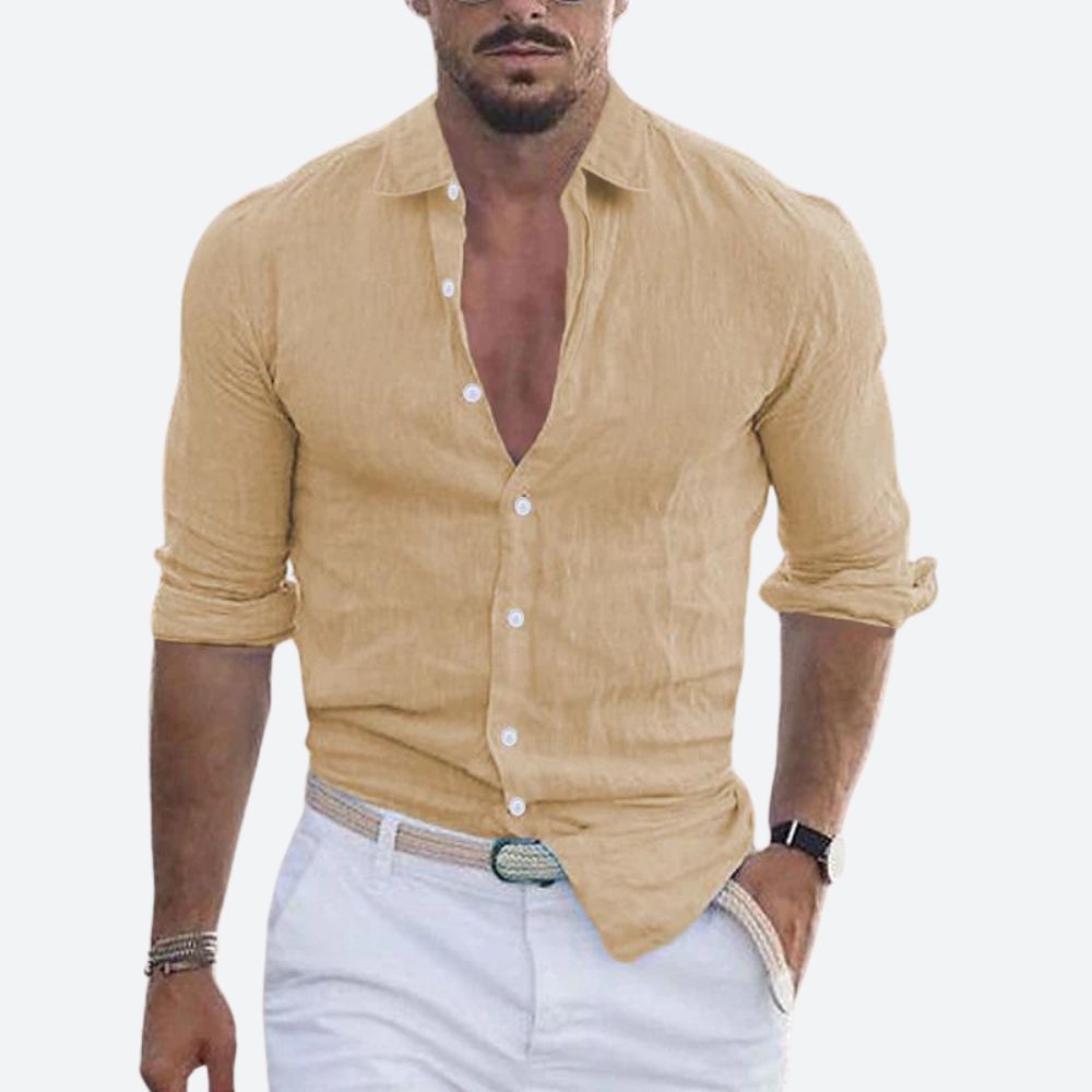 Rogelio | Men's Summer Shirt with Revere Collar and Casual Fit