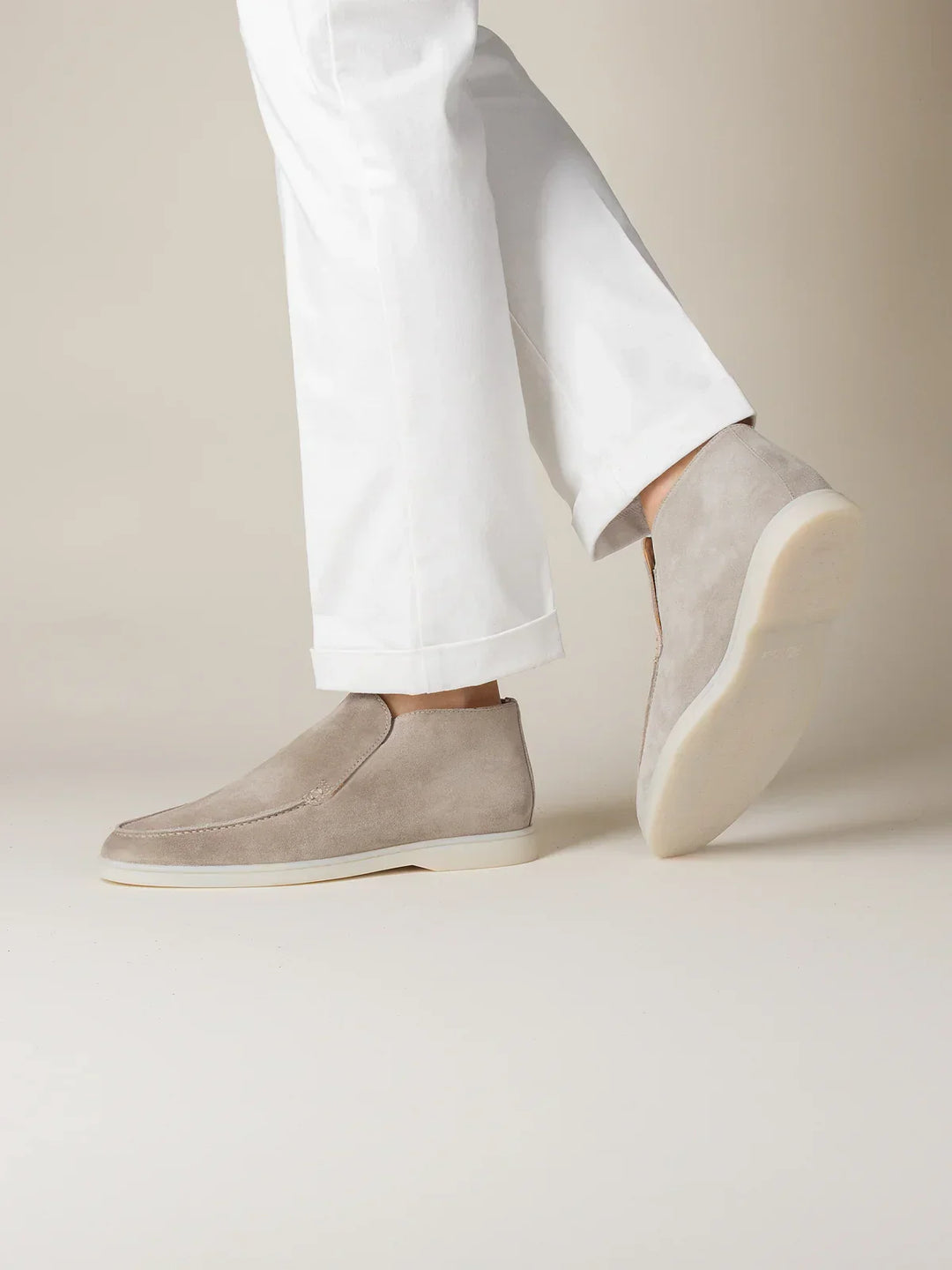 Light grey suede men's loafers