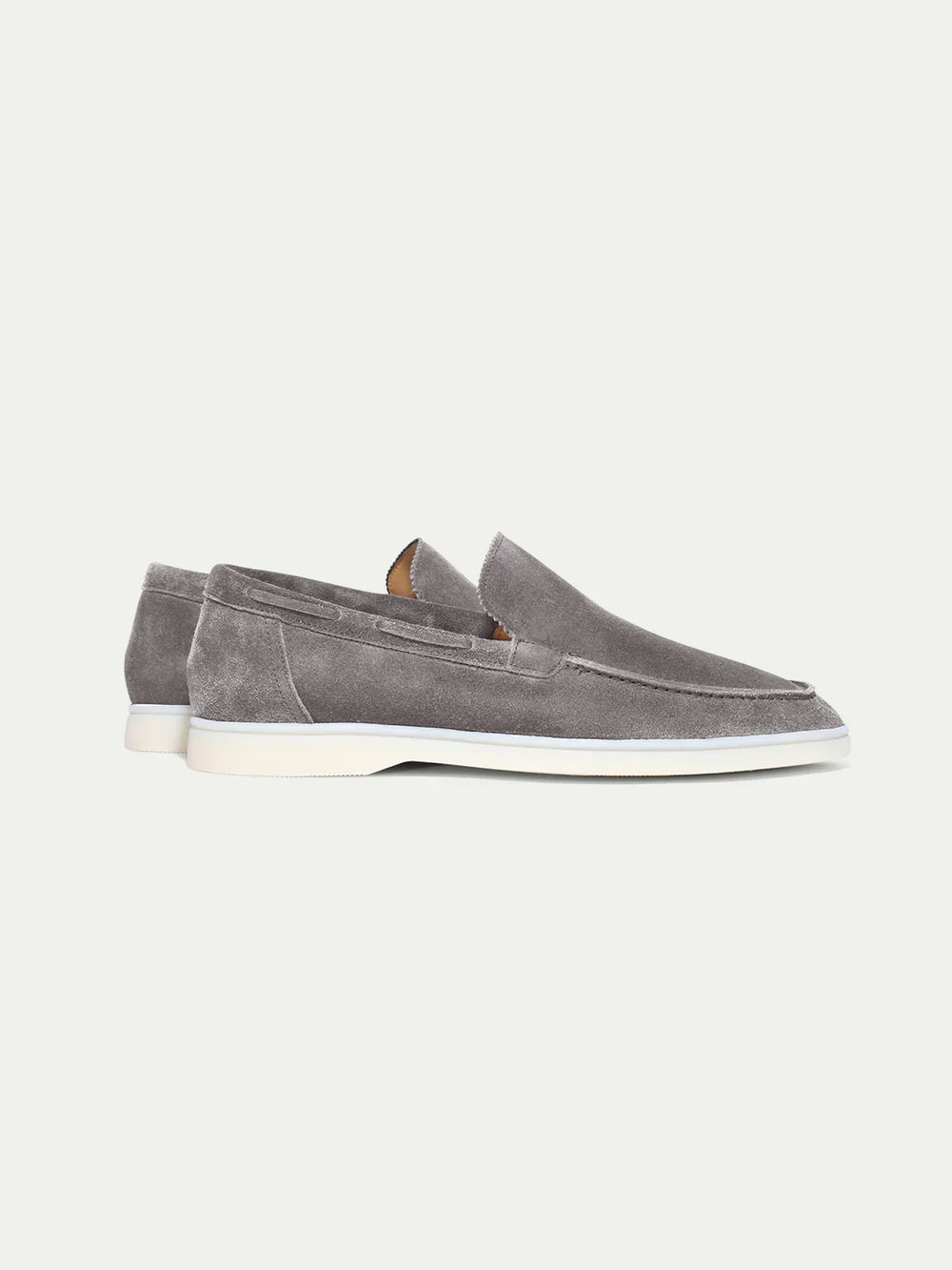 Mocassini leggeri da barca in suede grigio da uomo, slip-on