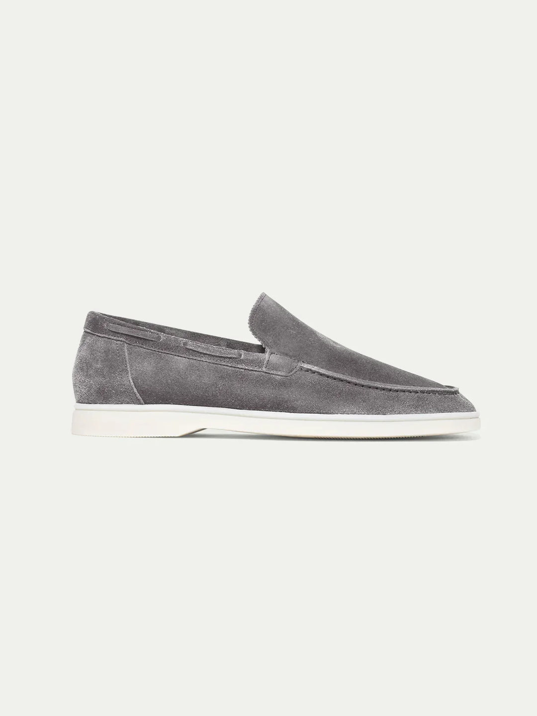 Mocassini leggeri da barca in suede grigio da uomo, slip-on