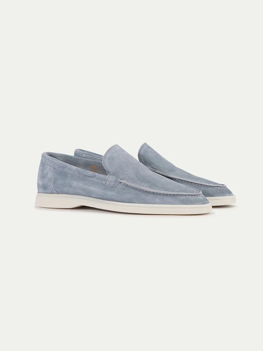 Slip-on da uomo in camoscio azzurro