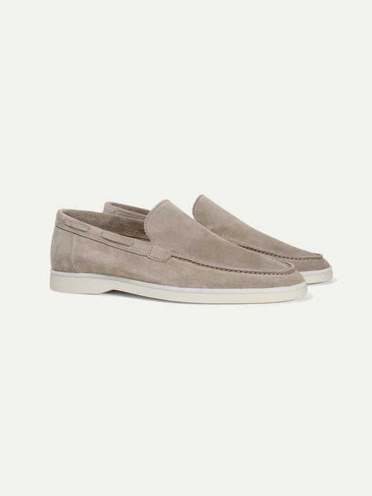 Men's light grey suede yacht shoes