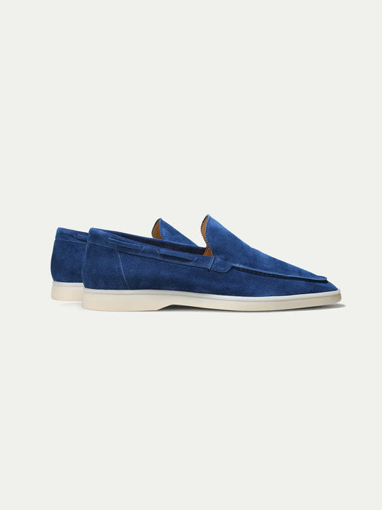 Men's slip-on ultramarine suede loafers