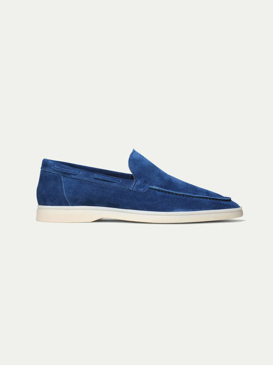 Men's slip-on ultramarine suede loafers