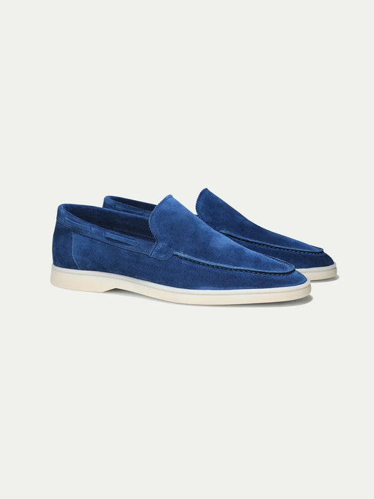Men's slip-on ultramarine suede loafers
