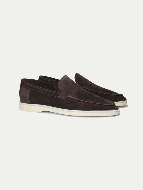 Scarpe da Yacht in Camoscio Grigio Caldo per Uomo