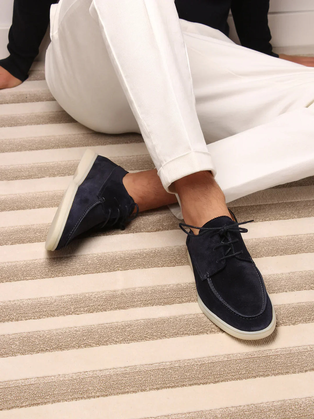 Men's dark blue suede loafers