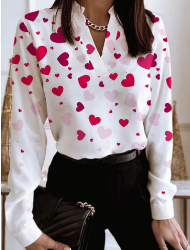 Blouse - V-neck and Loose Fit