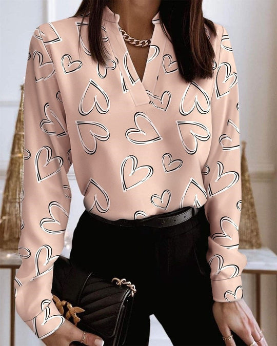Blouse - V-neck and Loose Fit