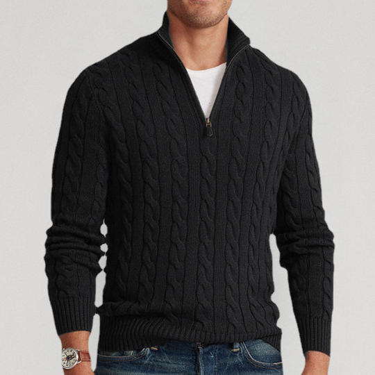 Hiram | Maglione a Mezza Zip con Treccia da Uomo