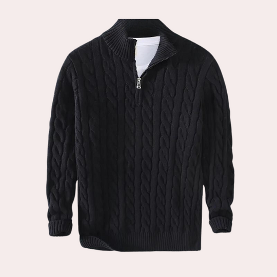 Hiram | Maglione a Mezza Zip con Treccia da Uomo