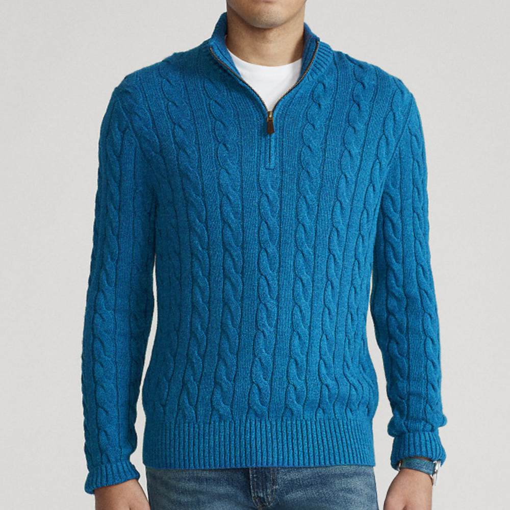 Hiram | Maglione a Mezza Zip con Treccia da Uomo