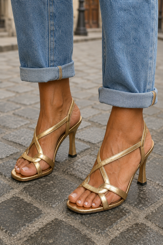 Elisabetta | Golden Sandals for Summer Elegance