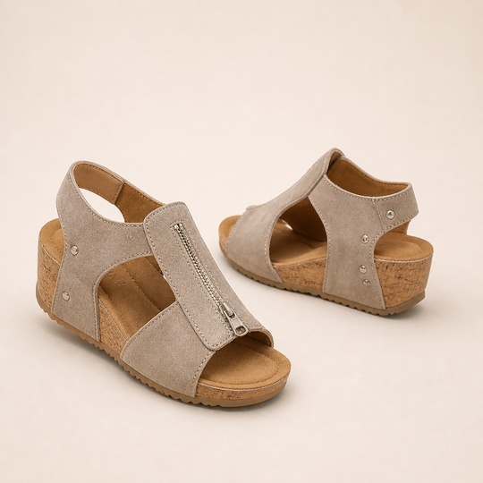 Freda™ | Carved Zip Wedge Sandals
