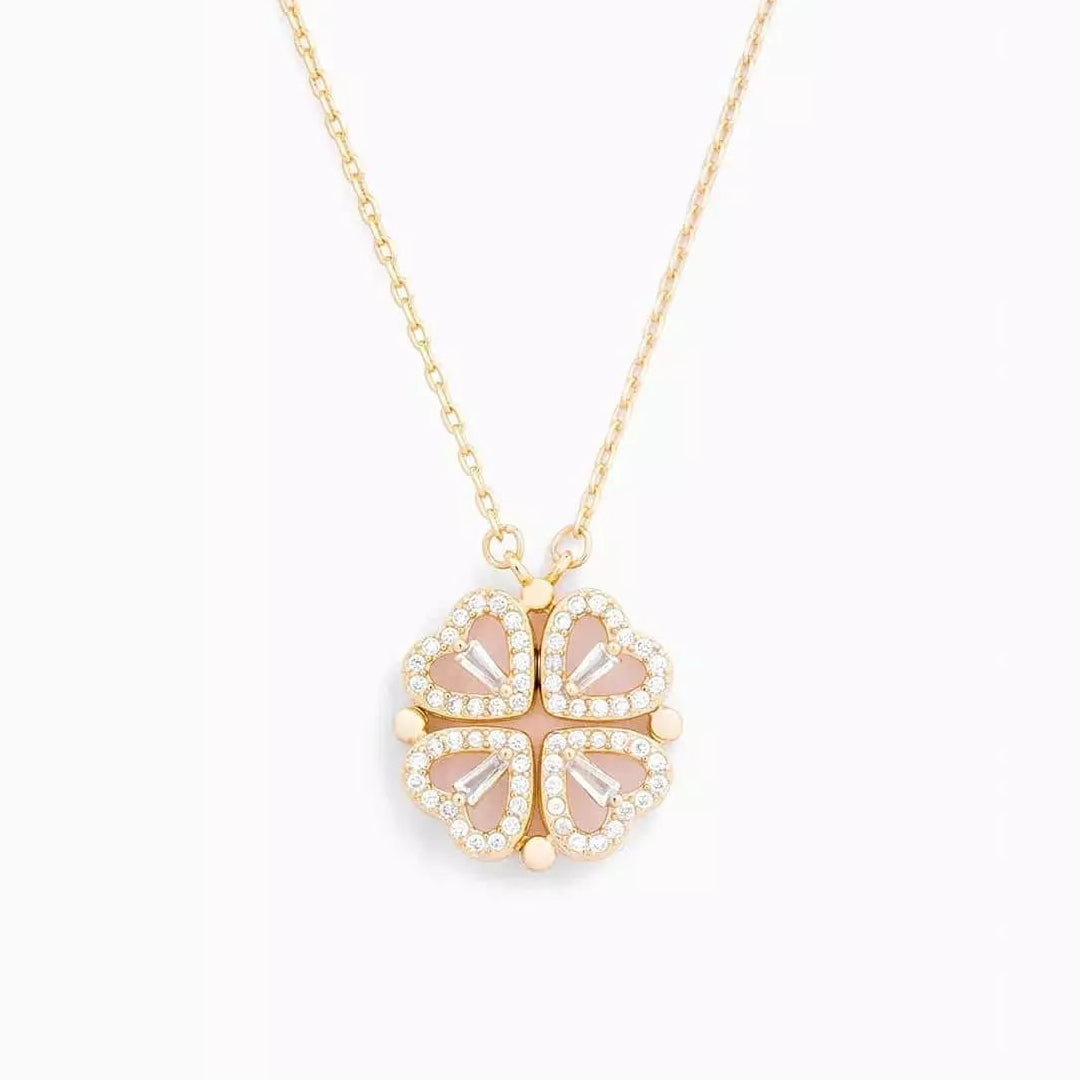 Collana con ciondolo a trifoglio portafortuna con cristalli | Clémence