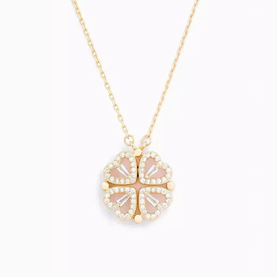 Collana con ciondolo a trifoglio portafortuna con cristalli | Clémence