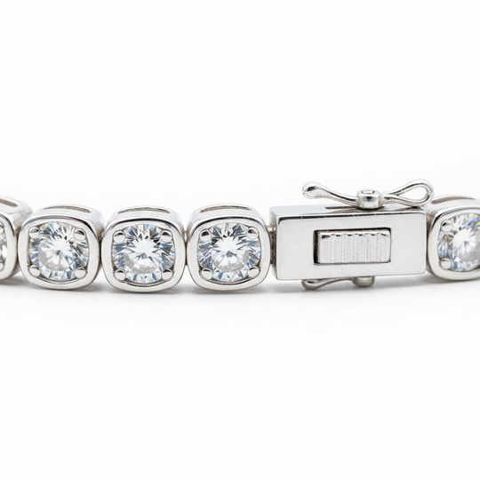 Éloria | Bracciale tennis 4 mm regolabile finitura oro o argento 17 cm