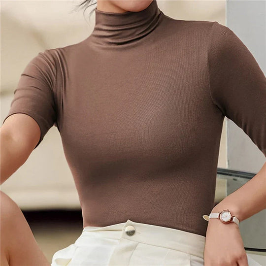 Henrietta | Maglione Donna con Collo Alto e Maniche Corte