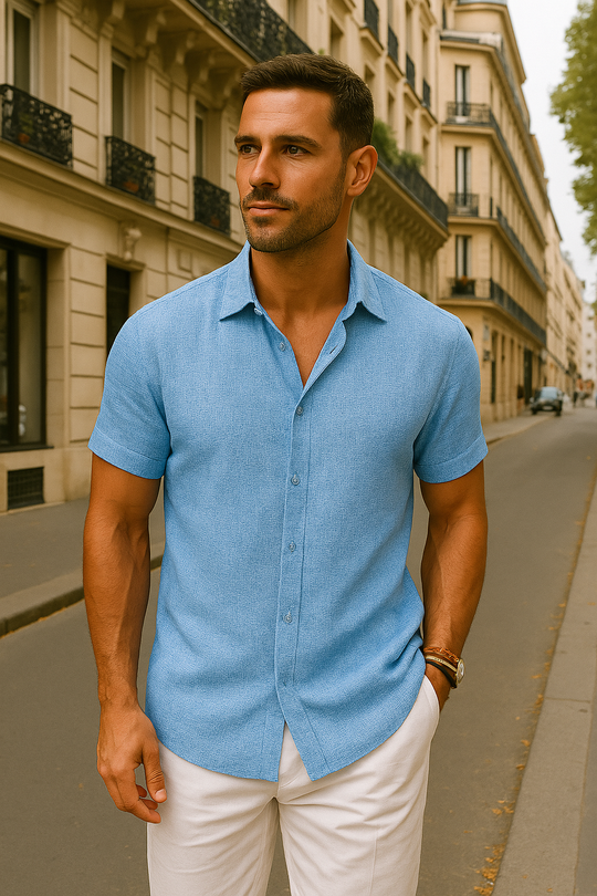 Khalid | Camicia Casual da Uomo in Lino e Cotone