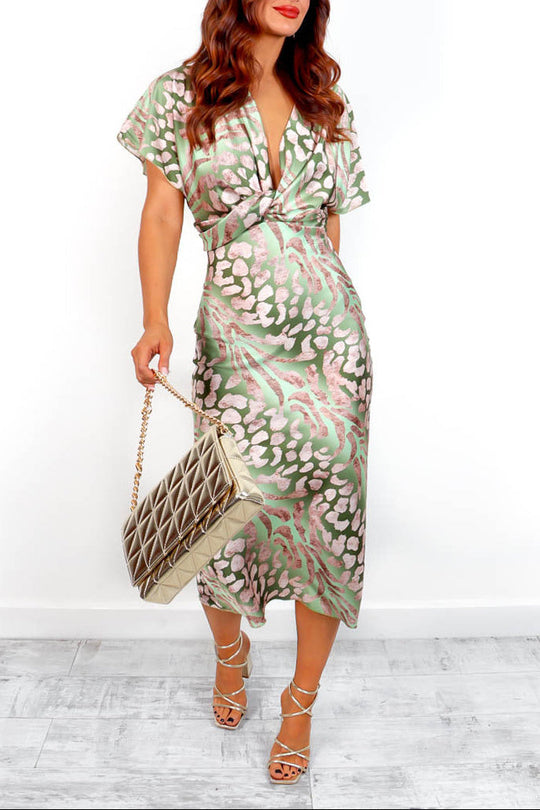Élina | Sculpted Waist Satin Midi Dress