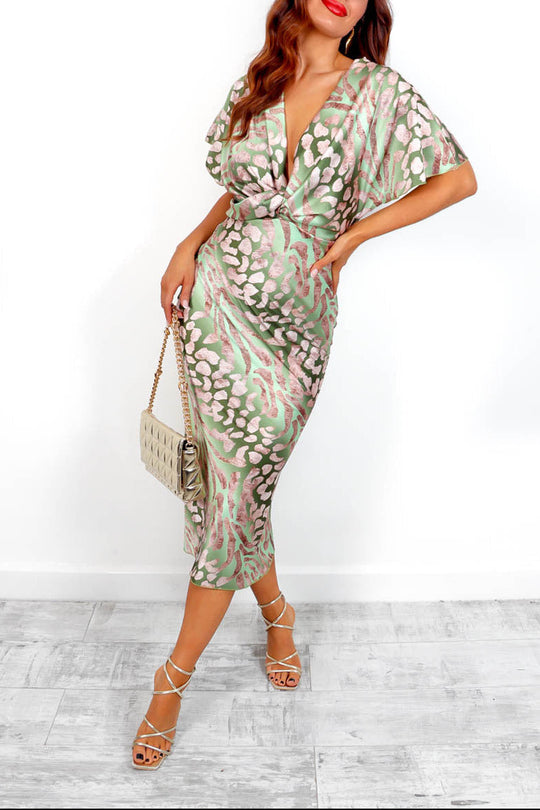 Élina | Sculpted Waist Satin Midi Dress