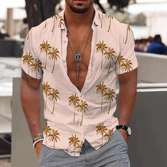 Lugos | Men's Tropical Shirt with Palm Print