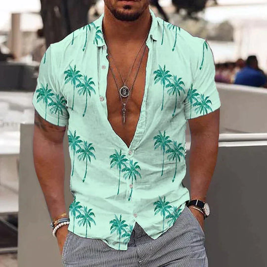 Lugos | Men's Tropical Shirt with Palm Print