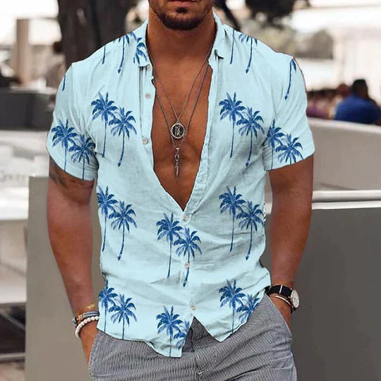 Lugos | Men's Tropical Shirt with Palm Print