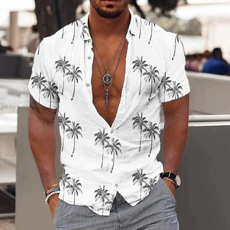 Lugos | Men's Tropical Shirt with Palm Print