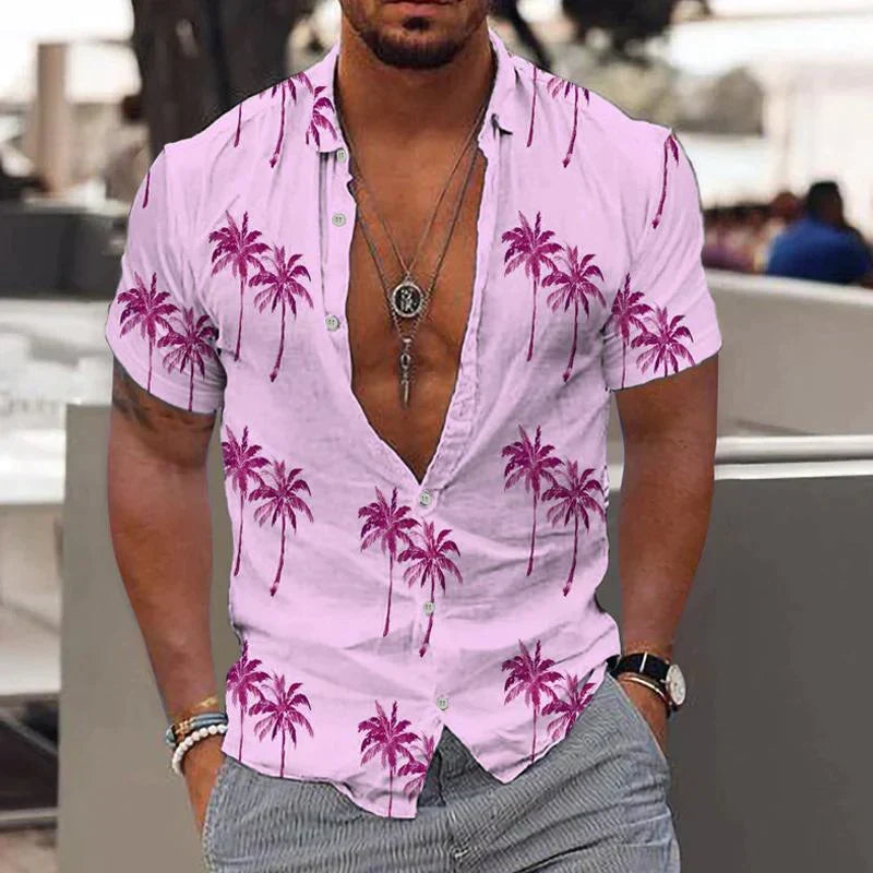 Lugos | Men's Tropical Shirt with Palm Print